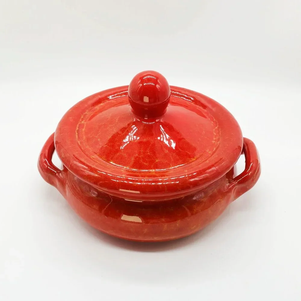 De Silva TERRE D'UMBRIA Terracotta Casserole Baking Pot with Lid in Rustic Red